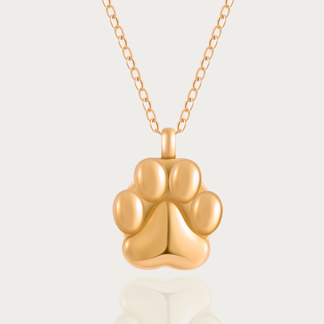 Paw Print - Cremation Necklace for Dog & Pet Ashes - Rose Gold