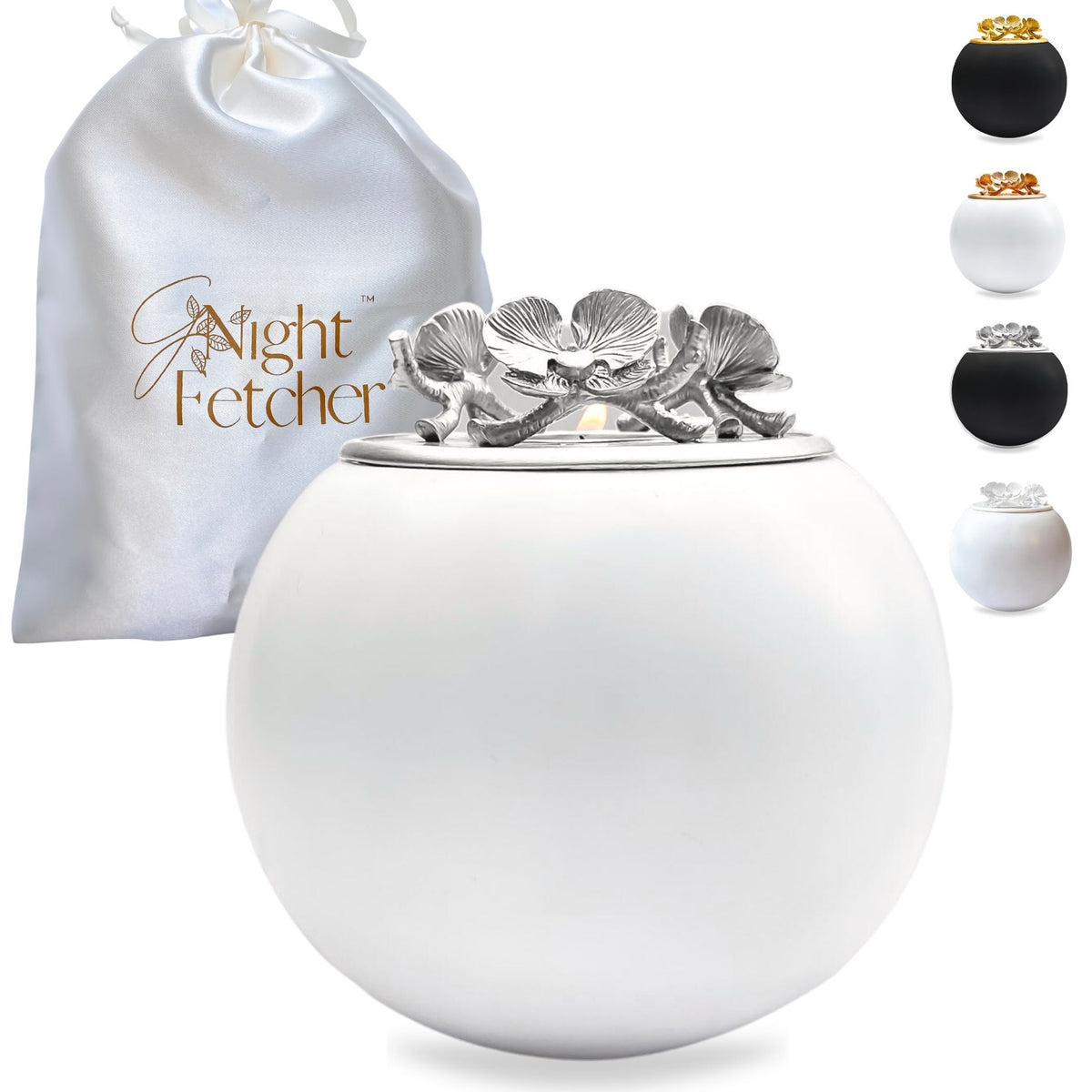 Orchid Urn for Loved ones [Keepsake Size] Handmade - White Silver