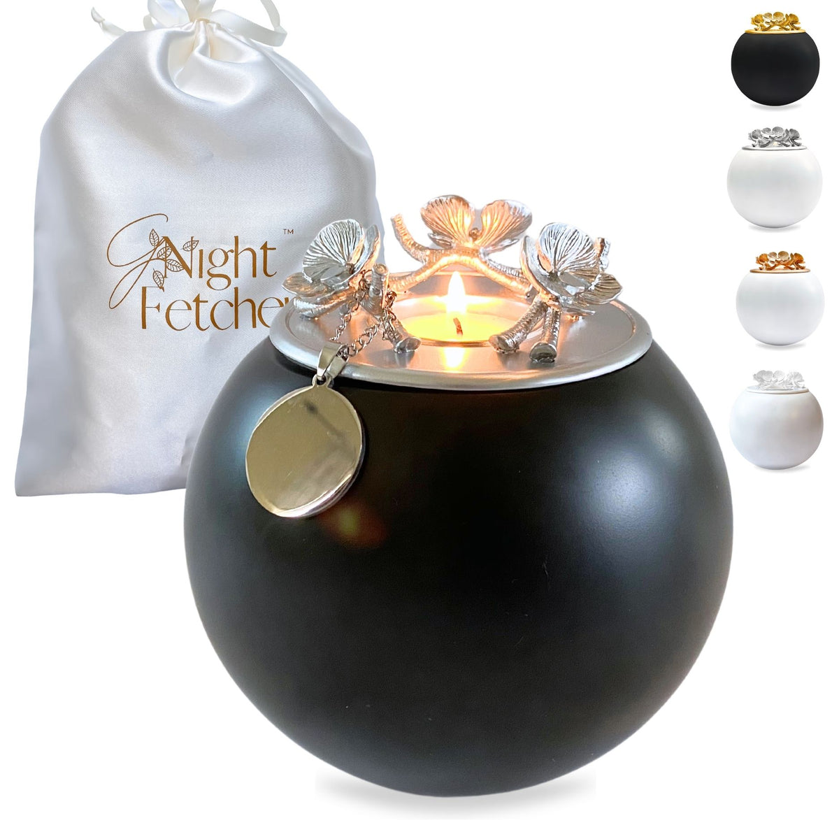 Orchid Urn for Loved ones [Keepsake Size] Handmade - Onyx Silver