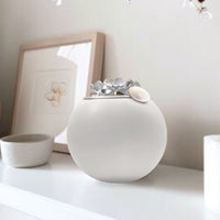 Orchid Urn for Dog & Pet Ashes - Handmade - White Silver